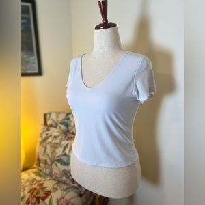 Faded Rose Women’s Vneck White T-Shirt